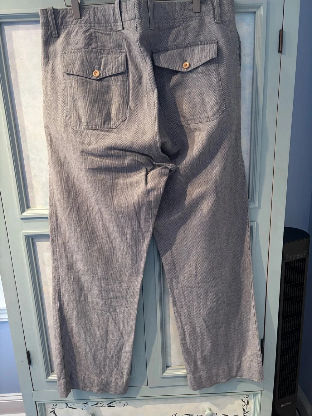 Banana Republic Gray Men's Linen-Blend Chinos - Classic Straight Fit